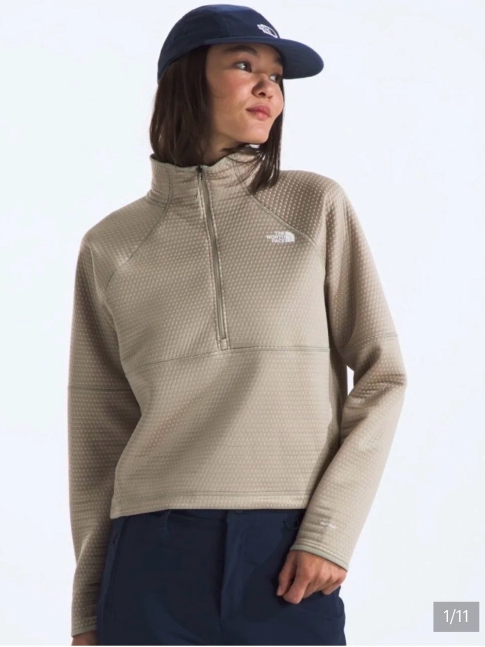 The North Face Women's Half-Zip Fleece Pullover - clay gray dotknit thermal new